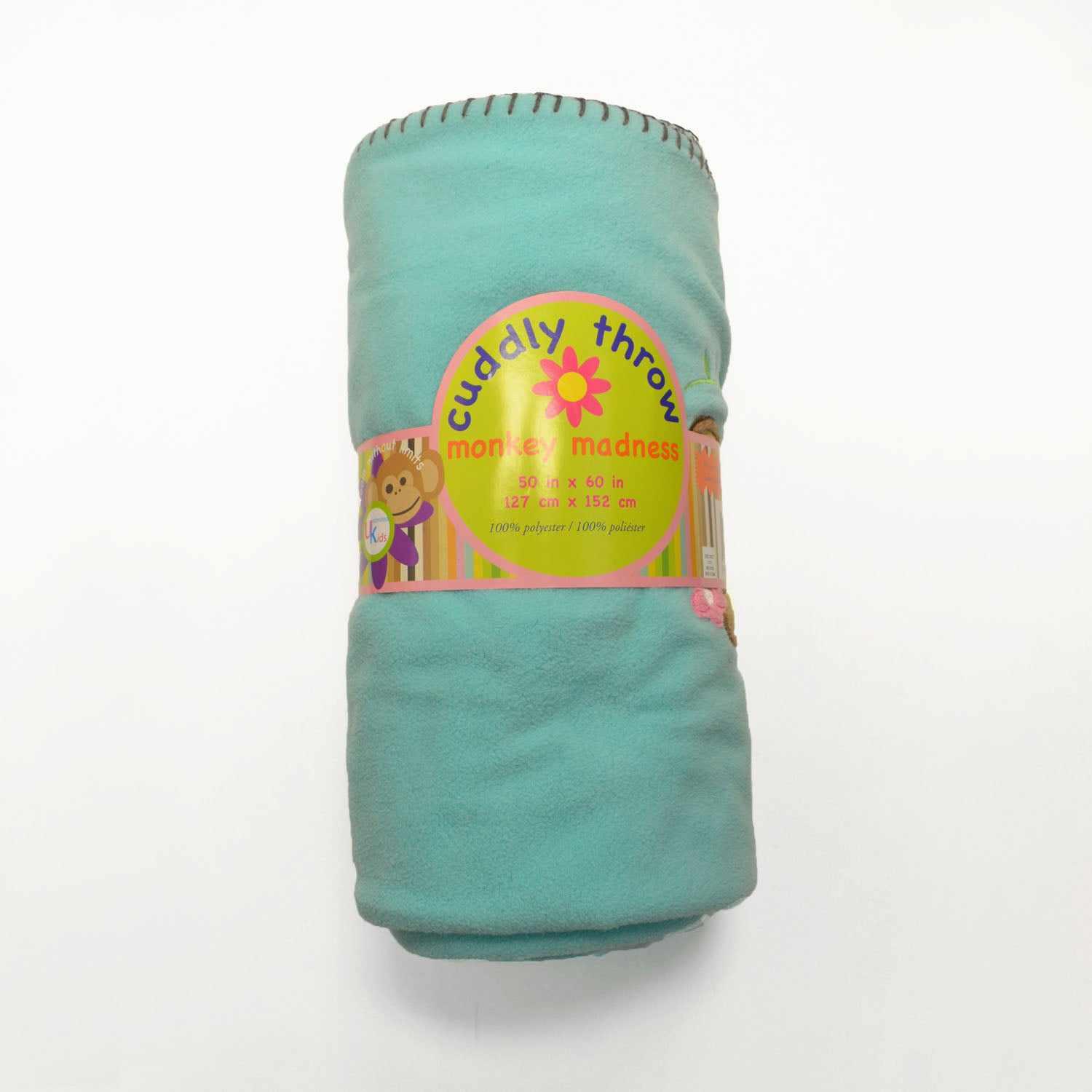 Superior Monkey Madness Kids Embroidered Fleece Throw Blanket - Teal
