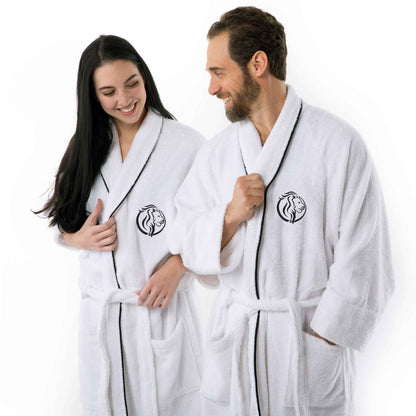 Cotton Adult Unisex Embroidered Fluffy Bathrobe White - Superior Logo