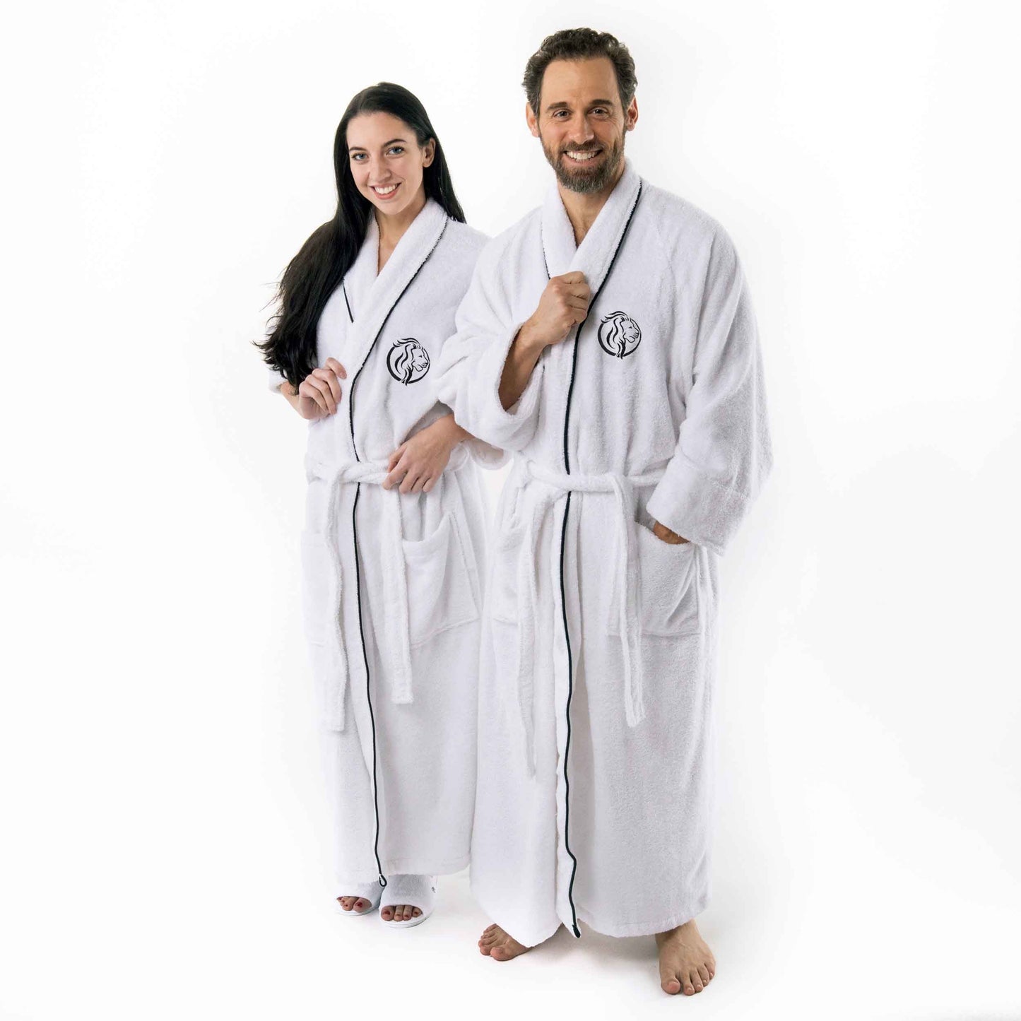 Cotton Adult Unisex Embroidered Fluffy Bathrobe White - Superior Logo