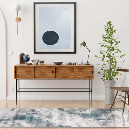 Morwenna Modern Abstract Watercolor Plush Indoor Area Rug Or Runner - Rivulet