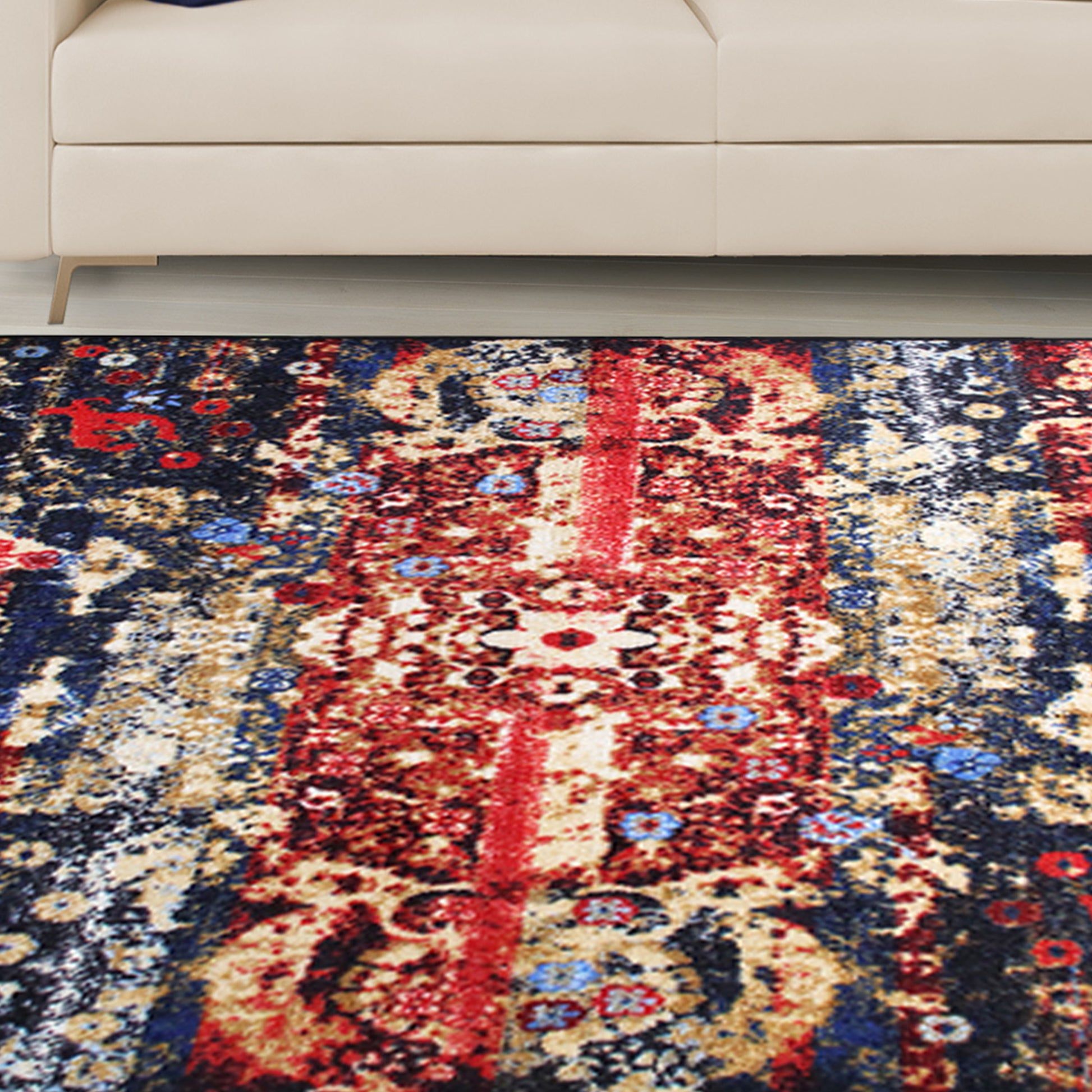 Oswell Medallion Non-Slip Washable Indoor Area Rug or Runner - Multicolored