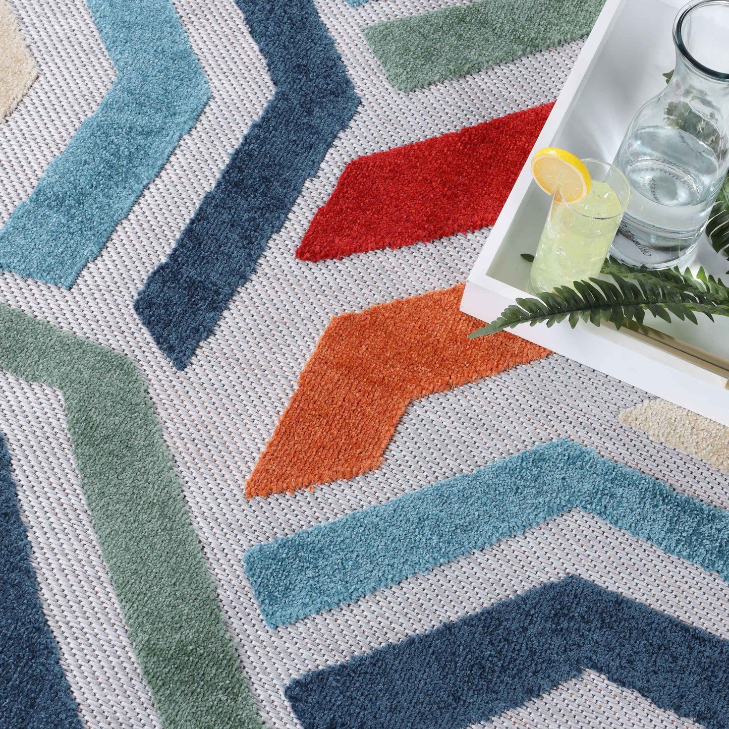 Waimea Modern Geometric Coastal Indoor Outdoor Area Rug - Multicolor