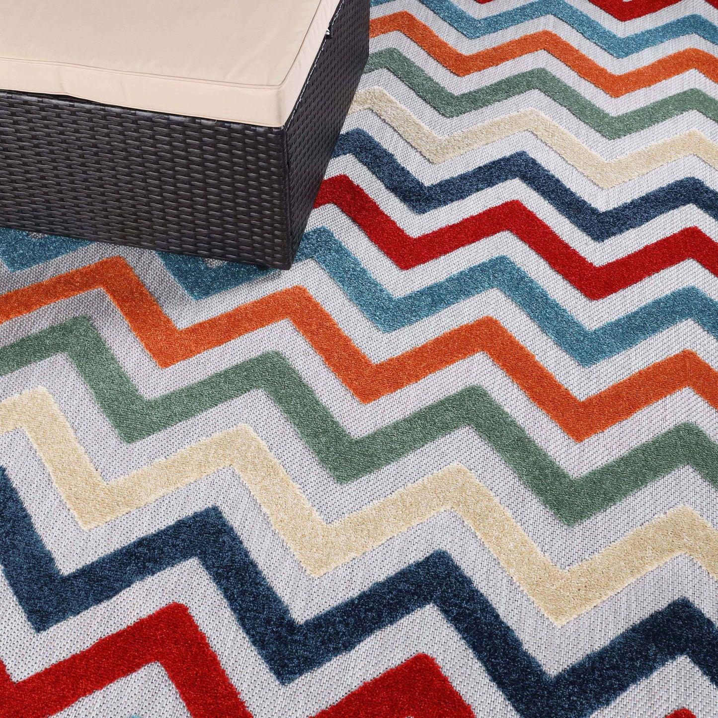 Chevron Zig-Zag Geometric Modern Indoor Outdoor Area Rug - Multicolor