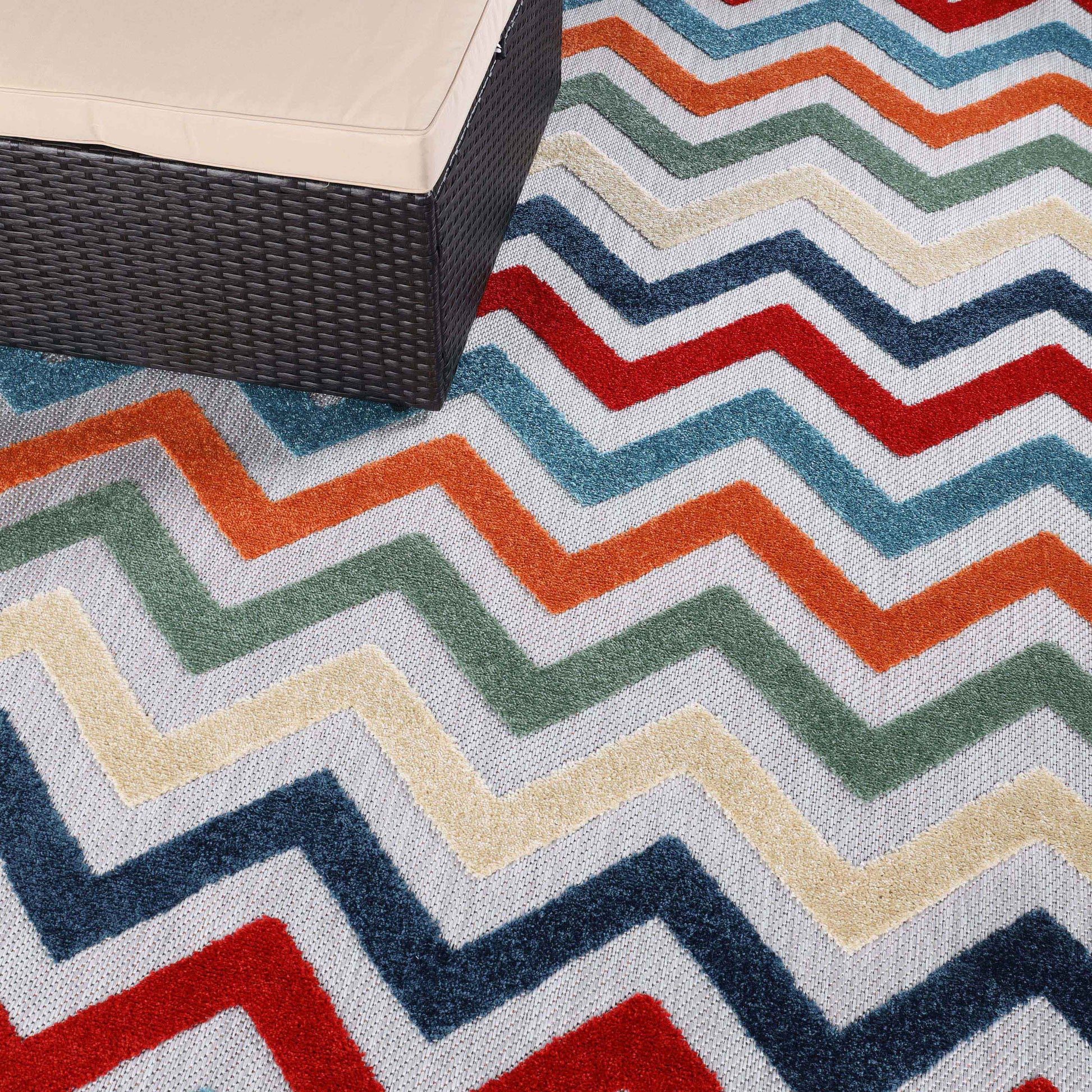 Chevron Zig-Zag Geometric Modern Indoor Outdoor Area Rug - Multicolor