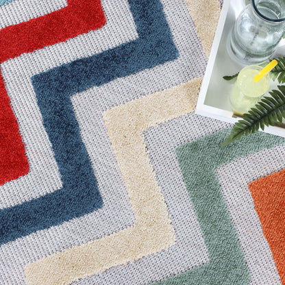 Chevron Zig-Zag Geometric Modern Indoor Outdoor Area Rug - Multicolor