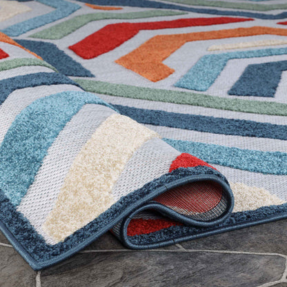 Waimea Modern Geometric Coastal Indoor Outdoor Area Rug - Multicolor
