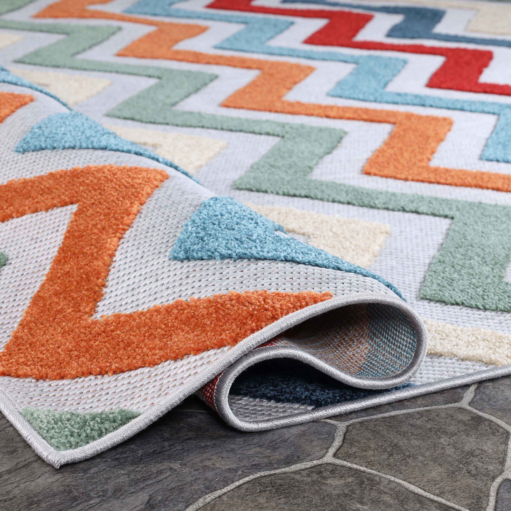 Chevron Zig-Zag Geometric Modern Indoor Outdoor Area Rug - Multicolor