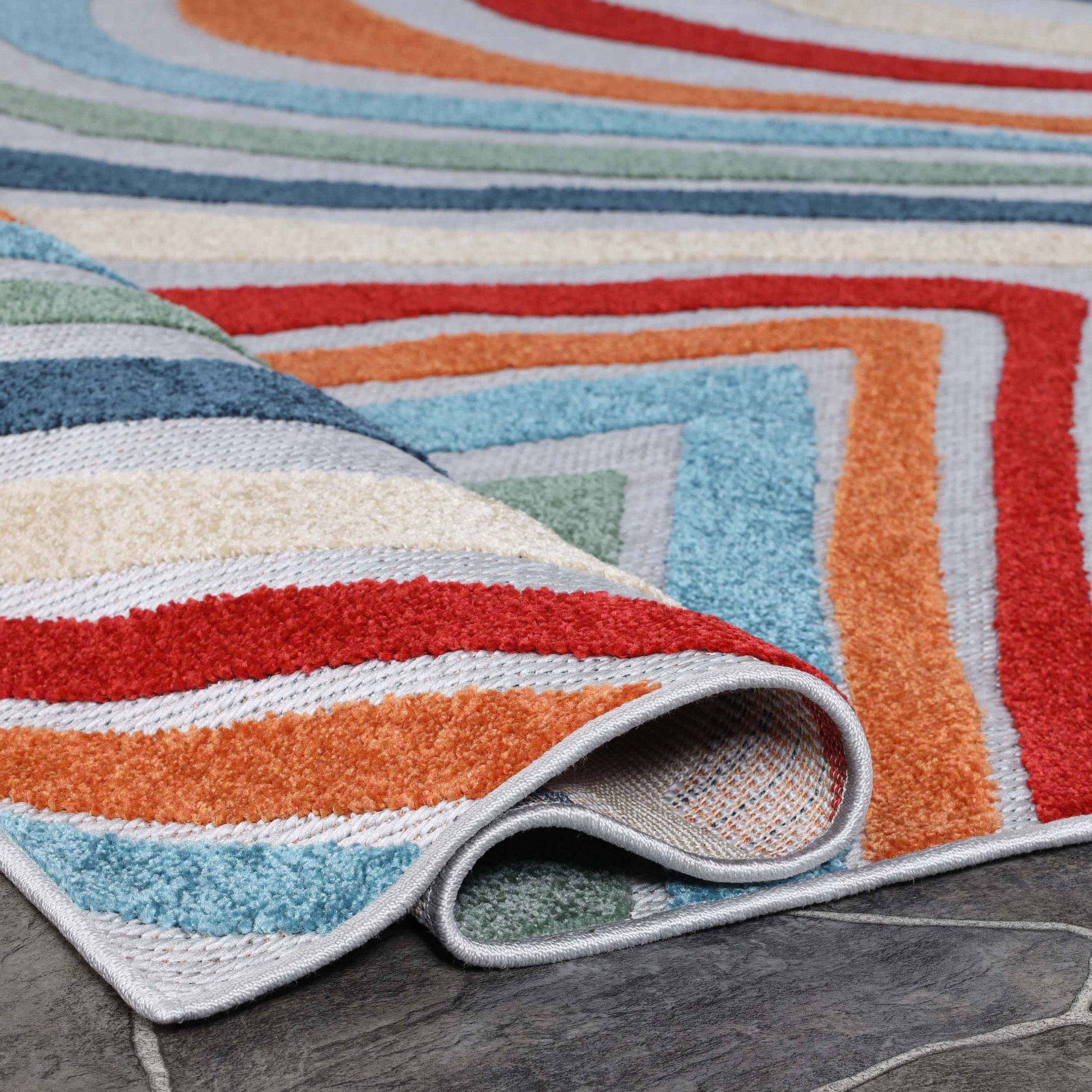 Wave Coastal Striped Indoor Outdoor Area Rug - Multicolor