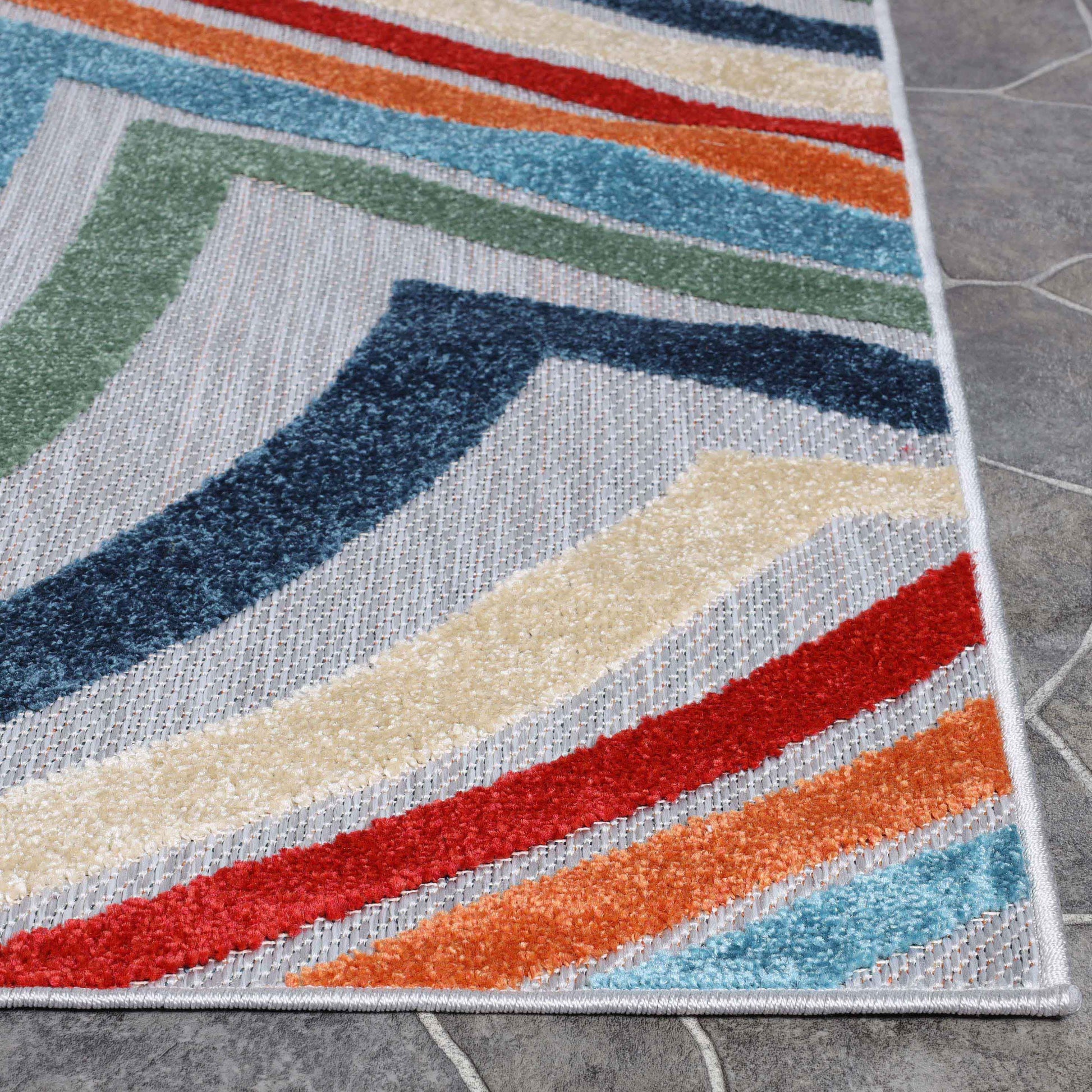 Wave Coastal Striped Indoor Outdoor Area Rug - Multicolor