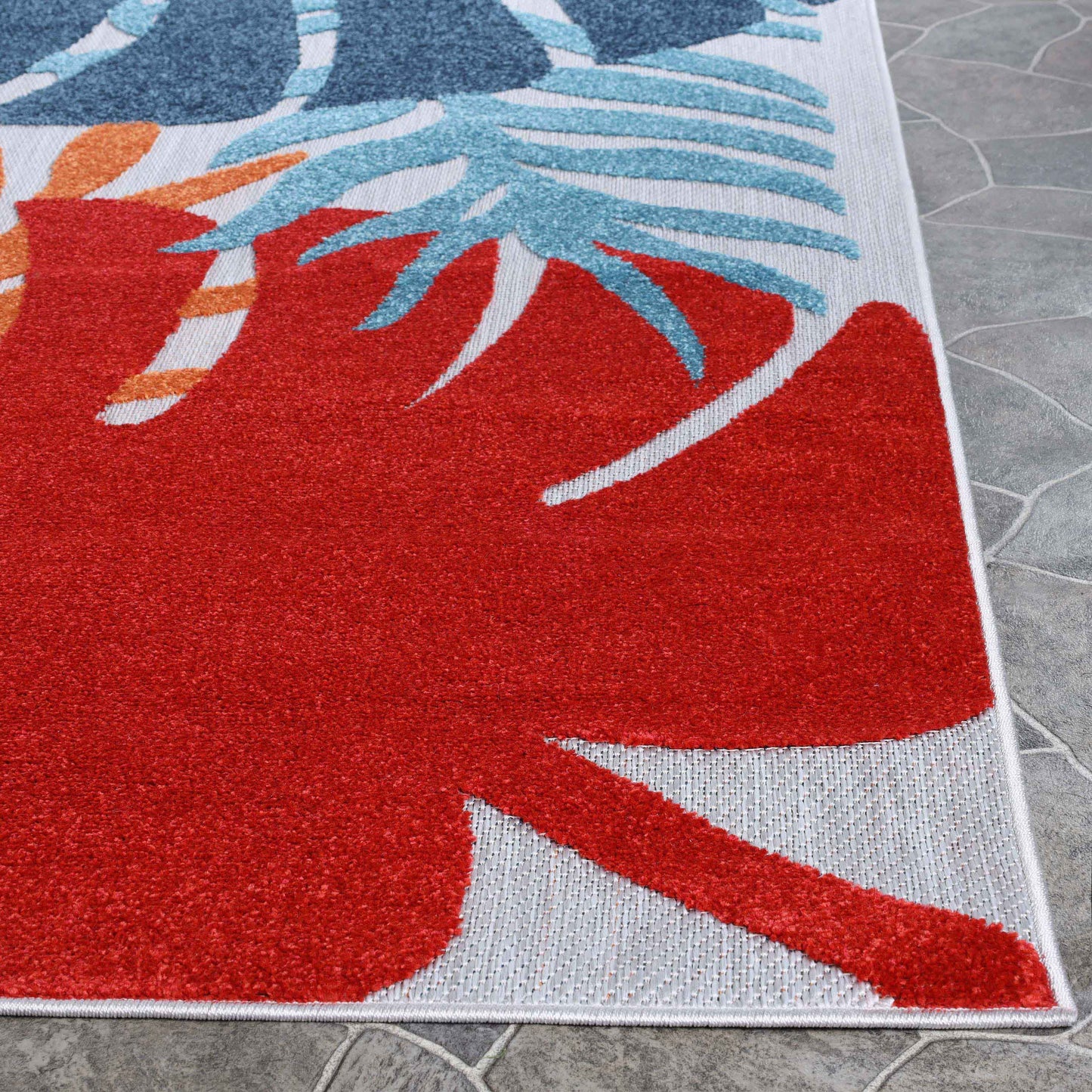 Waikiki Oversized Tropical Leaves Coastal Indoor Outdoor Area Rug - Multicolor