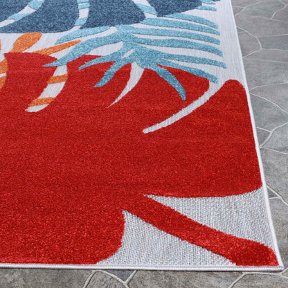 Waikiki Oversized Tropical Leaves Coastal Indoor Outdoor Area Rug - Multicolor