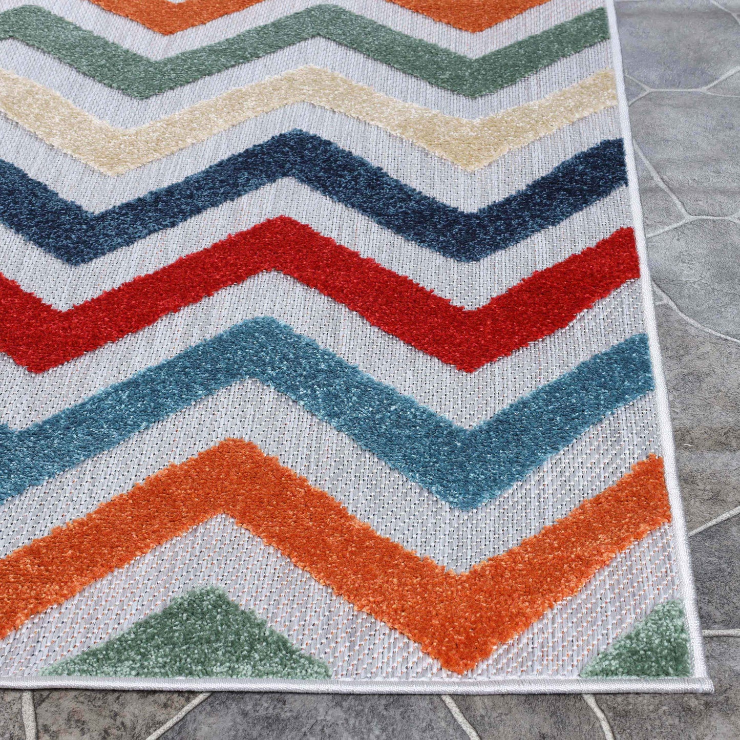 Chevron Zig-Zag Geometric Modern Indoor Outdoor Area Rug - Multicolor
