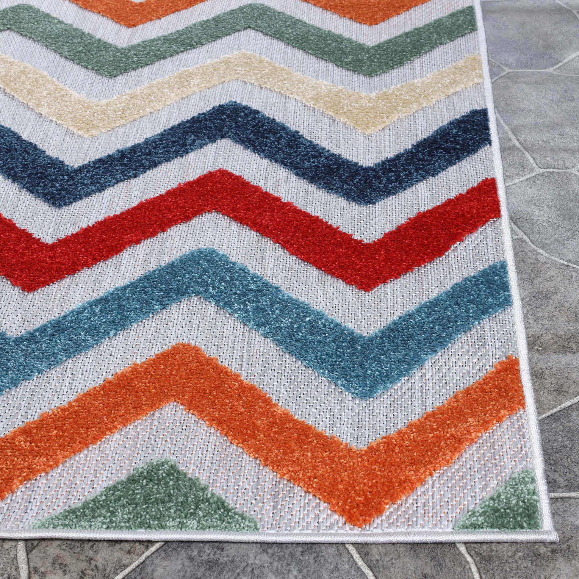 Chevron Zig-Zag Geometric Modern Indoor Outdoor Area Rug - Multicolor