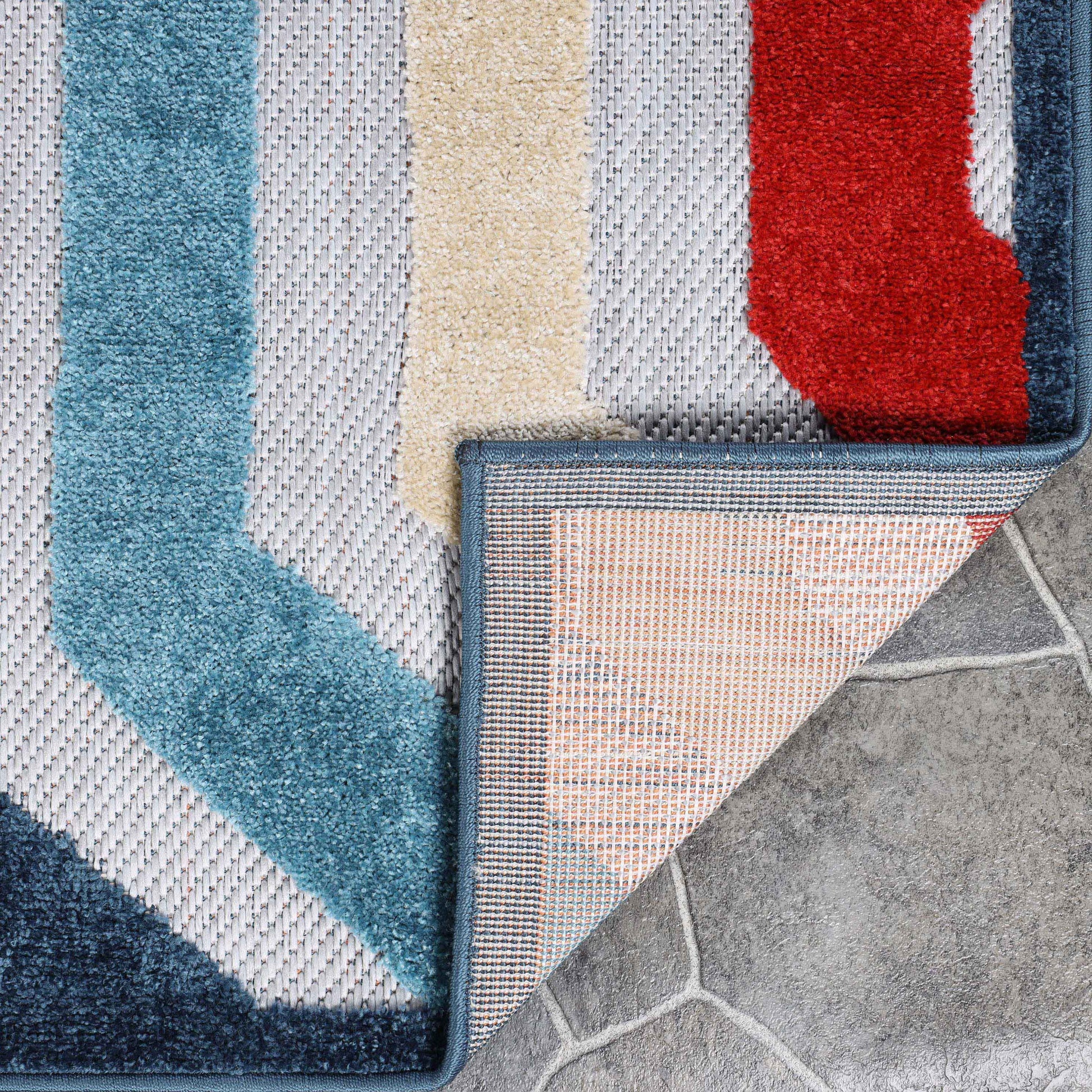 Waimea Modern Geometric Coastal Indoor Outdoor Area Rug - Multicolor