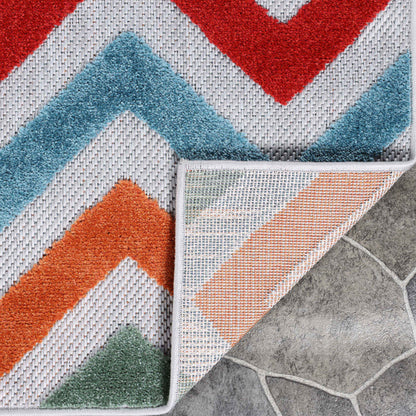 Chevron Zig-Zag Geometric Modern Indoor Outdoor Area Rug - Multicolor