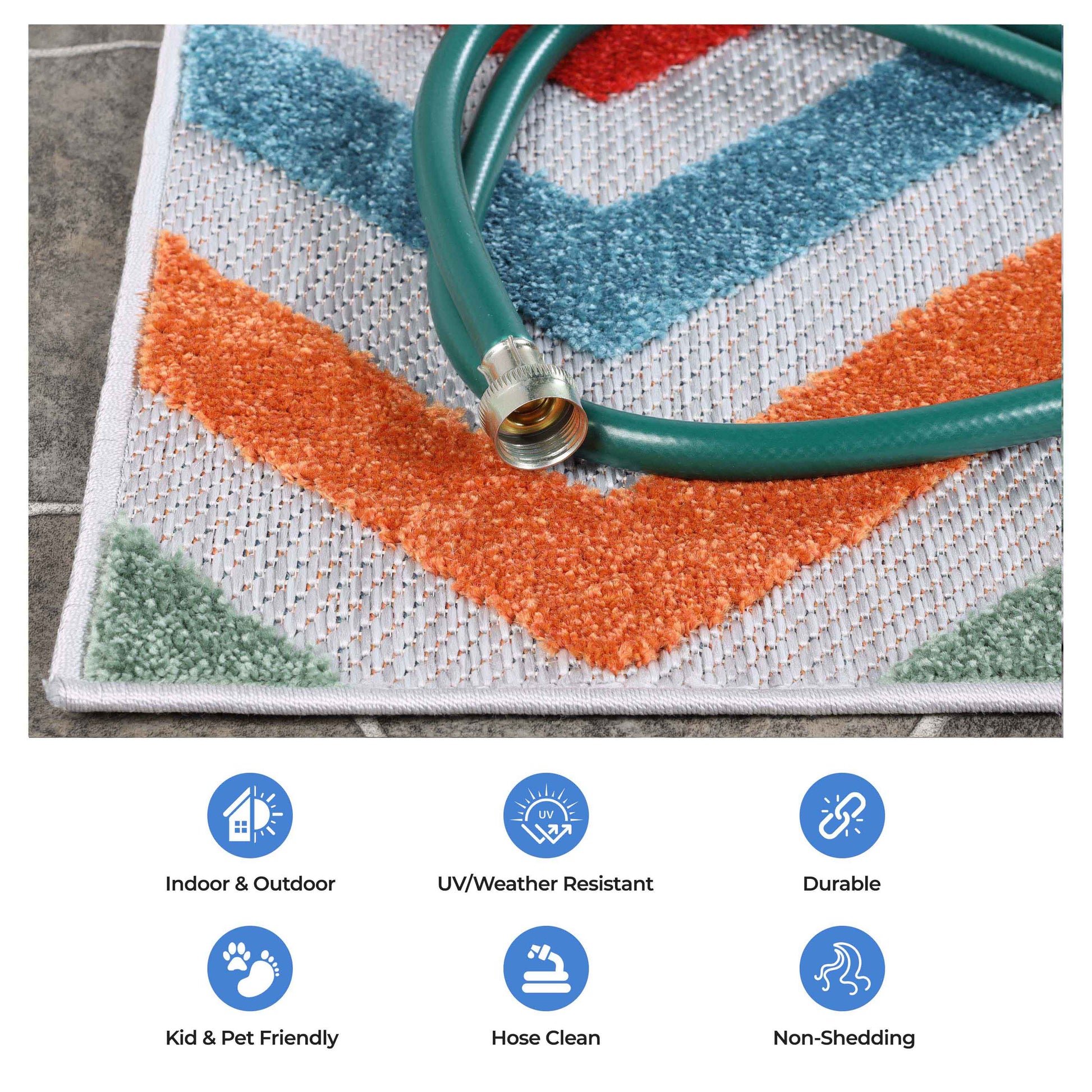 Chevron Zig-Zag Geometric Modern Indoor Outdoor Area Rug - Multicolor