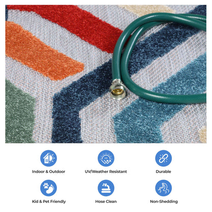 Waimea Modern Geometric Coastal Indoor Outdoor Area Rug - Multicolor
