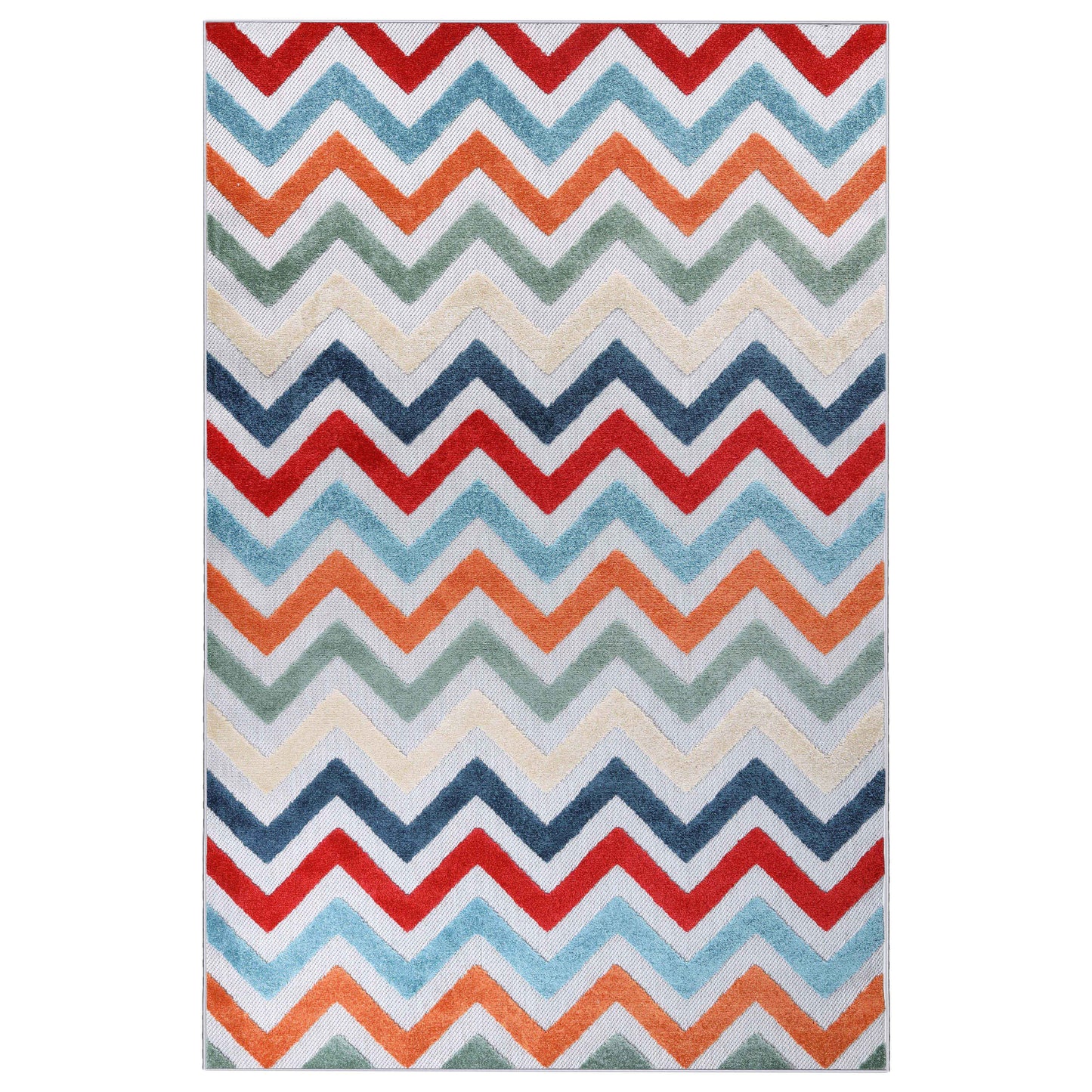 Chevron Zig-Zag Geometric Modern Indoor Outdoor Area Rug - Multicolor