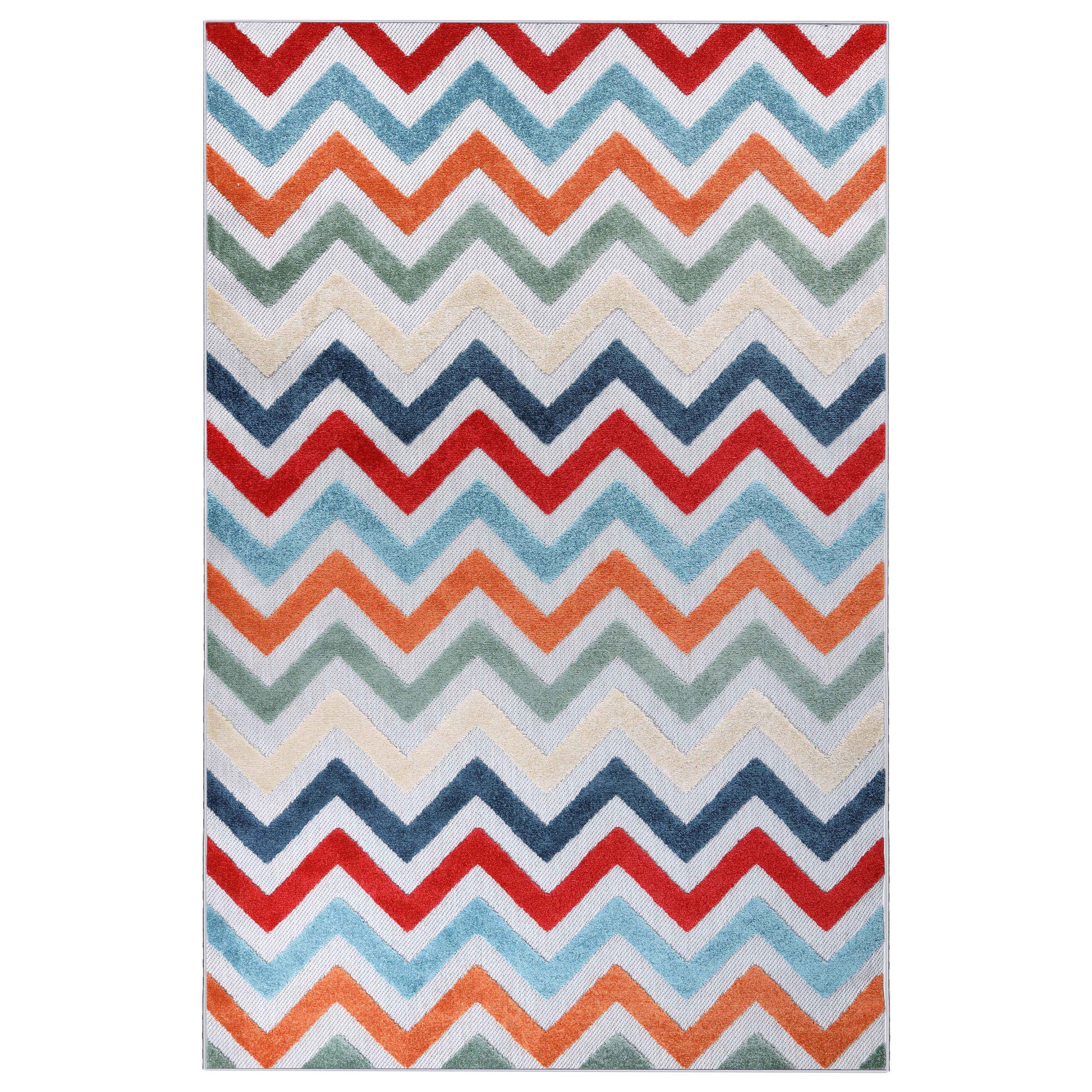 Chevron Zig-Zag Geometric Modern Indoor Outdoor Area Rug - Multicolor