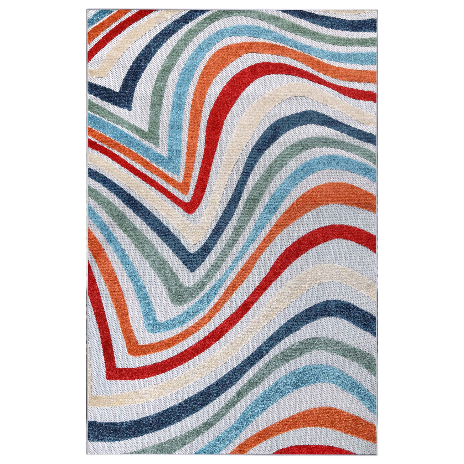 Wave Coastal Striped Indoor Outdoor Area Rug - Multicolor