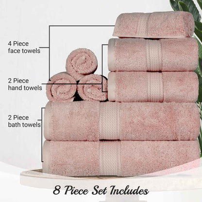 Madison Egyptian Cotton Pile Plush Heavyweight 8 Piece Towel Set
