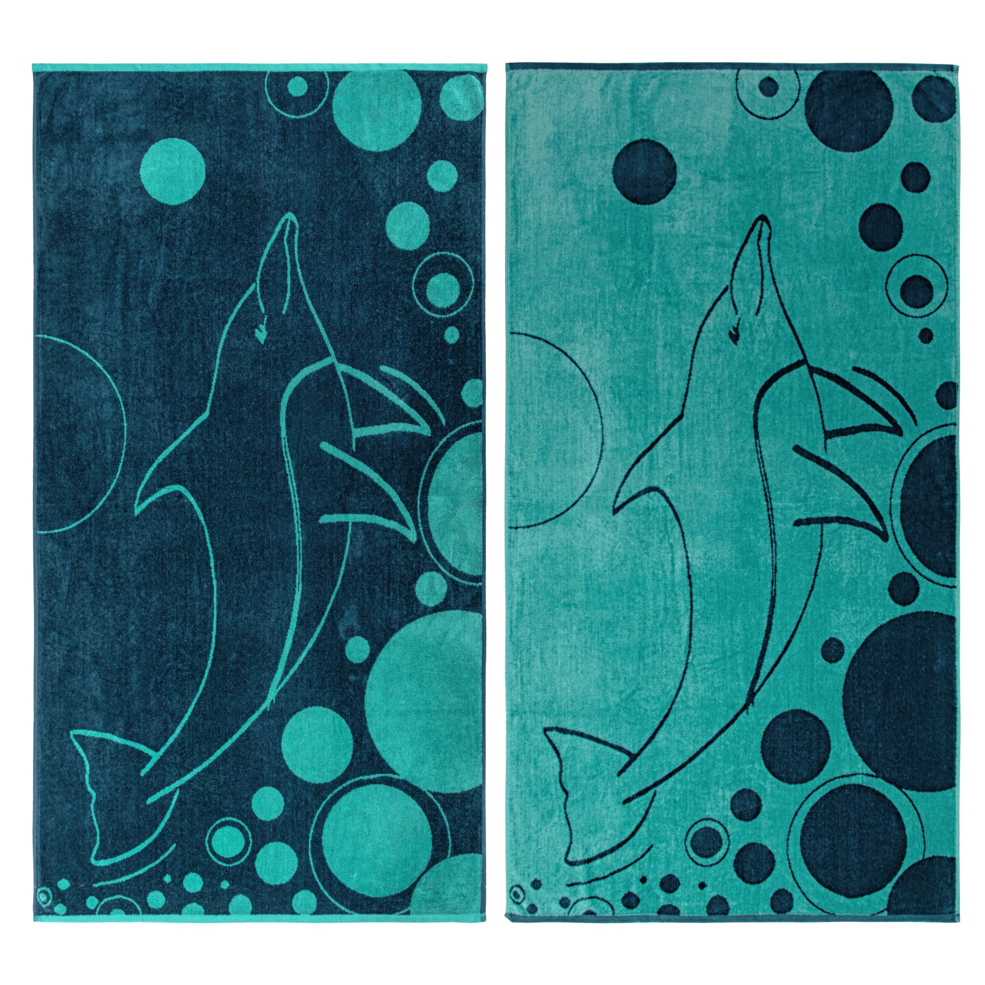 Superior Mystic Dolphin Cotton Oversized Beach Towel Set - Teal