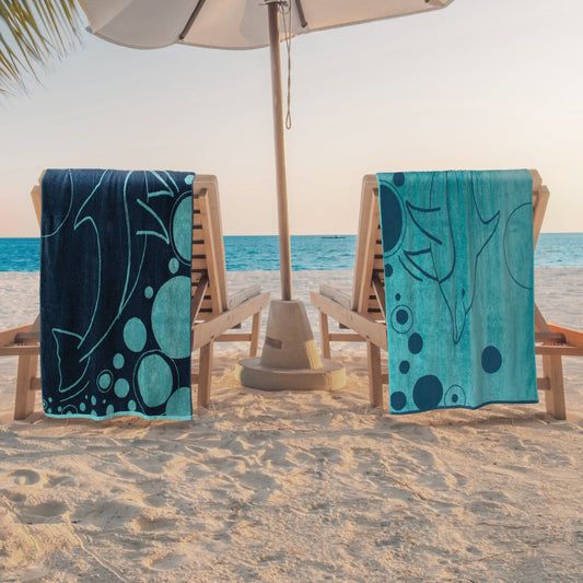 Superior Mystic Dolphin Cotton Oversized Beach Towel Set - Teal