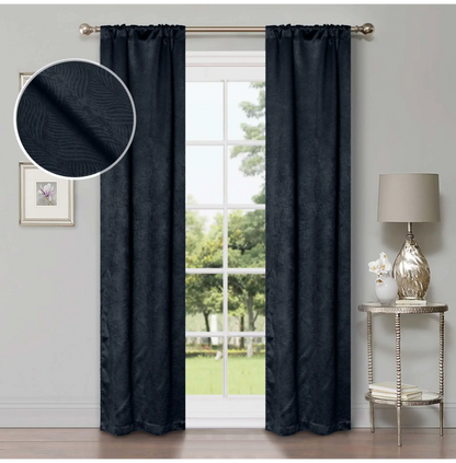Wave Geometric Washable Room Darkening Blackout Curtains, Set of 2