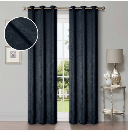 Wave Geometric Washable Room Darkening Blackout Curtains, Set of 2