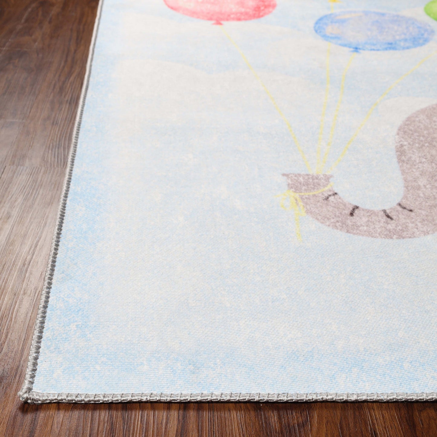 Superior Nursery Elephant Flatweave Indoor Area Rug -  Baby Blue