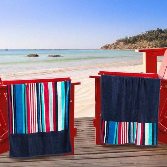 Nautical Stripe Cotton Oversized 4 Piece Beach Towel Set