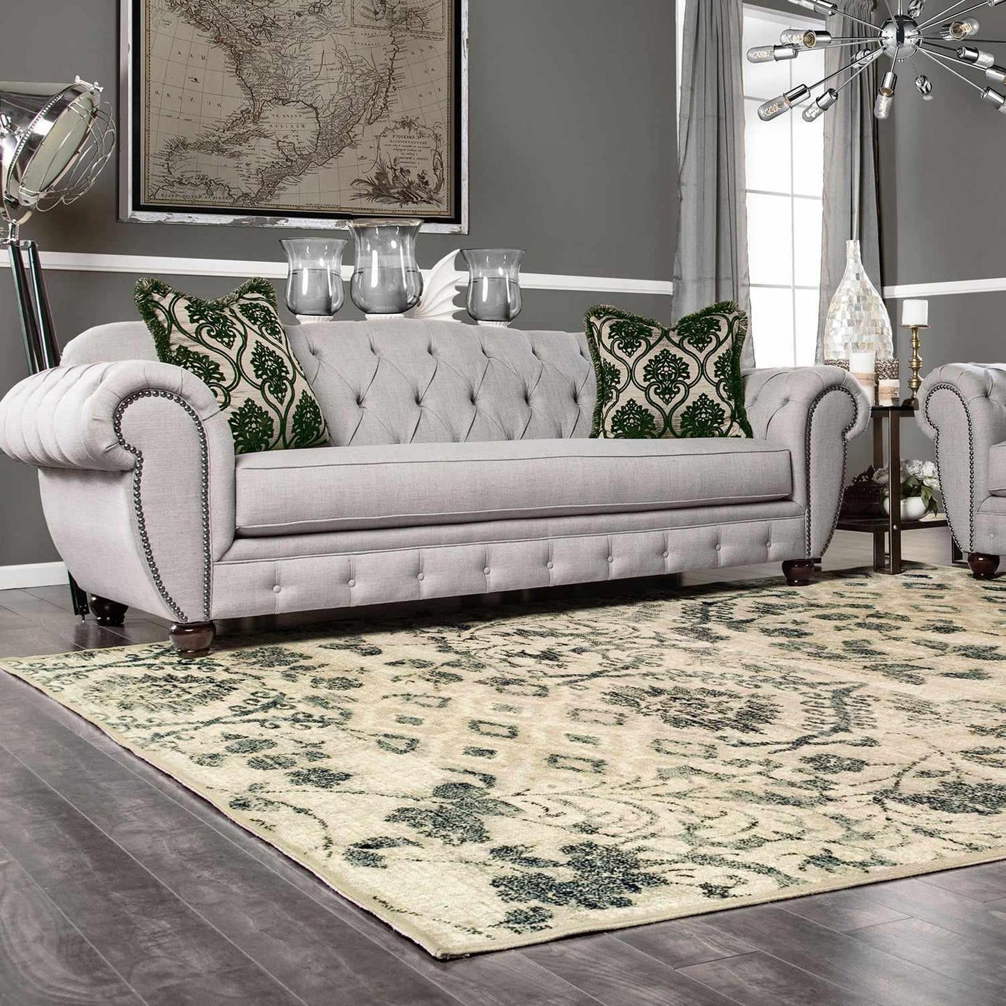  Navan Distressed Floral Damask Indoor Area Rug or Runner