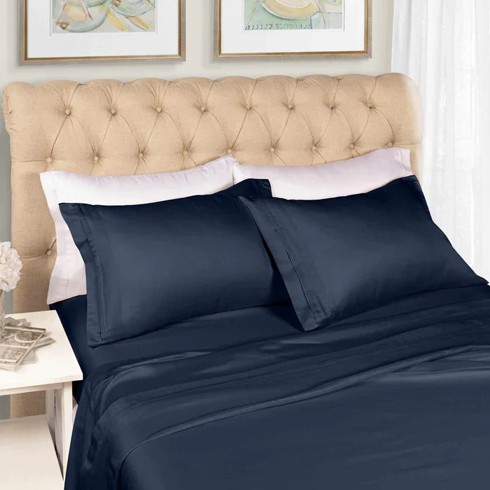 Egyptian Cotton 700 Thread Count Eco Friendly Solid Sheet Set - NavyBlue
