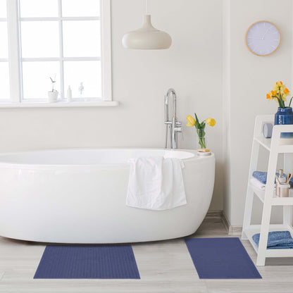 Lined 100% Cotton 1000 GSM 2-Piece Bath Mat Set - NavyBlue