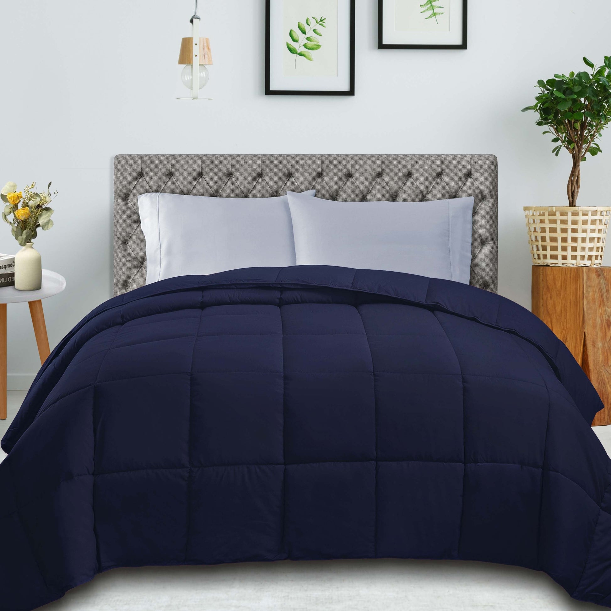 Classic All-Season Reversible Down Alternative Comforter - NavyBlue