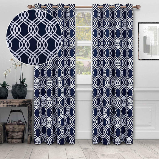 Ribbon Machine Washable Room Darkening Blackout Curtain Set