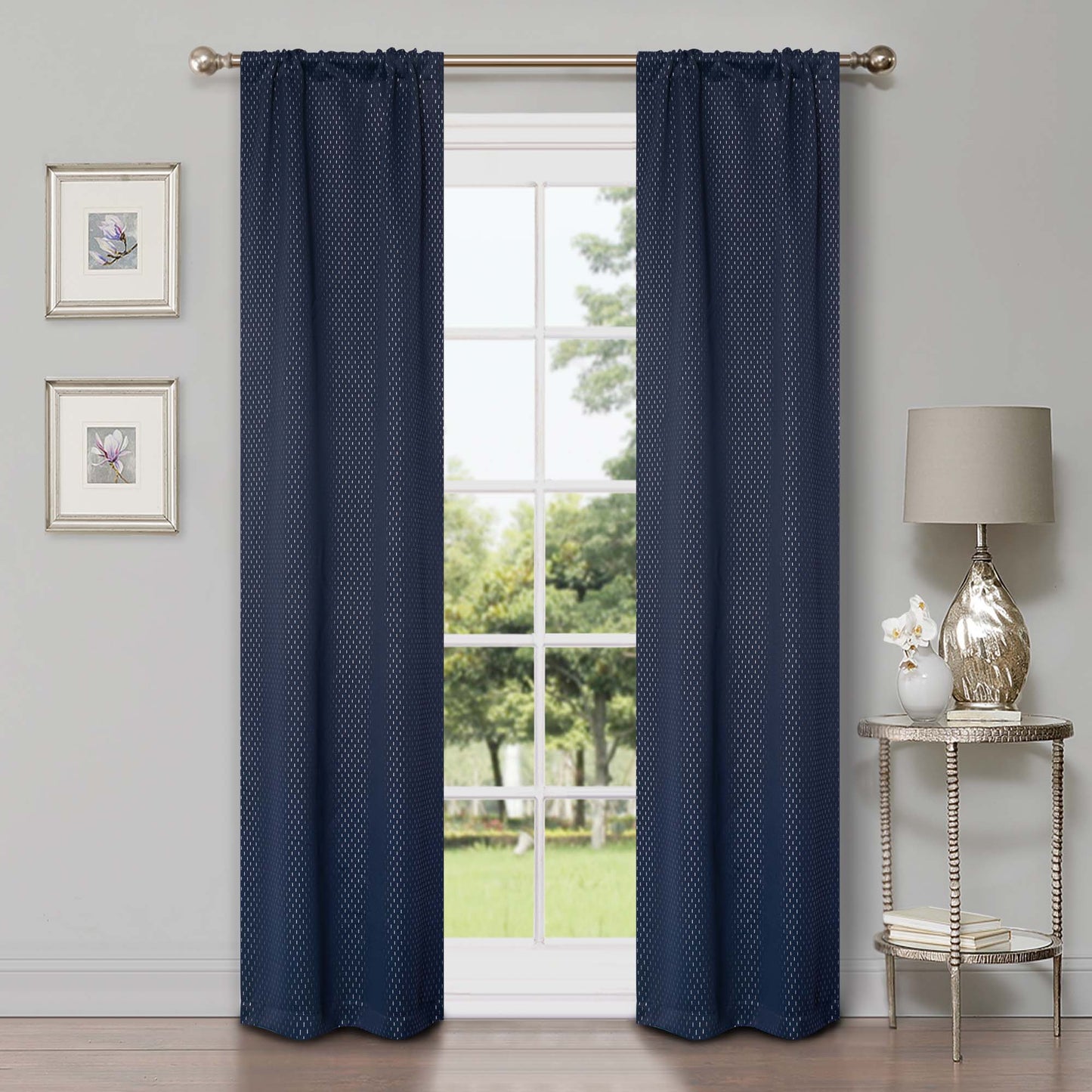 Blackout Solid Shimmer Grommet Curtain Panel Set 26 Inches