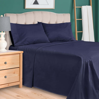 Egyptian Cotton 300 Thread Count Solid Deep Pocket Sheet Set - Navy Blue