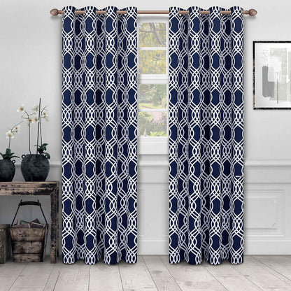 Ribbon Trellis Washable Room Darkening Blackout Curtains, Set of 2