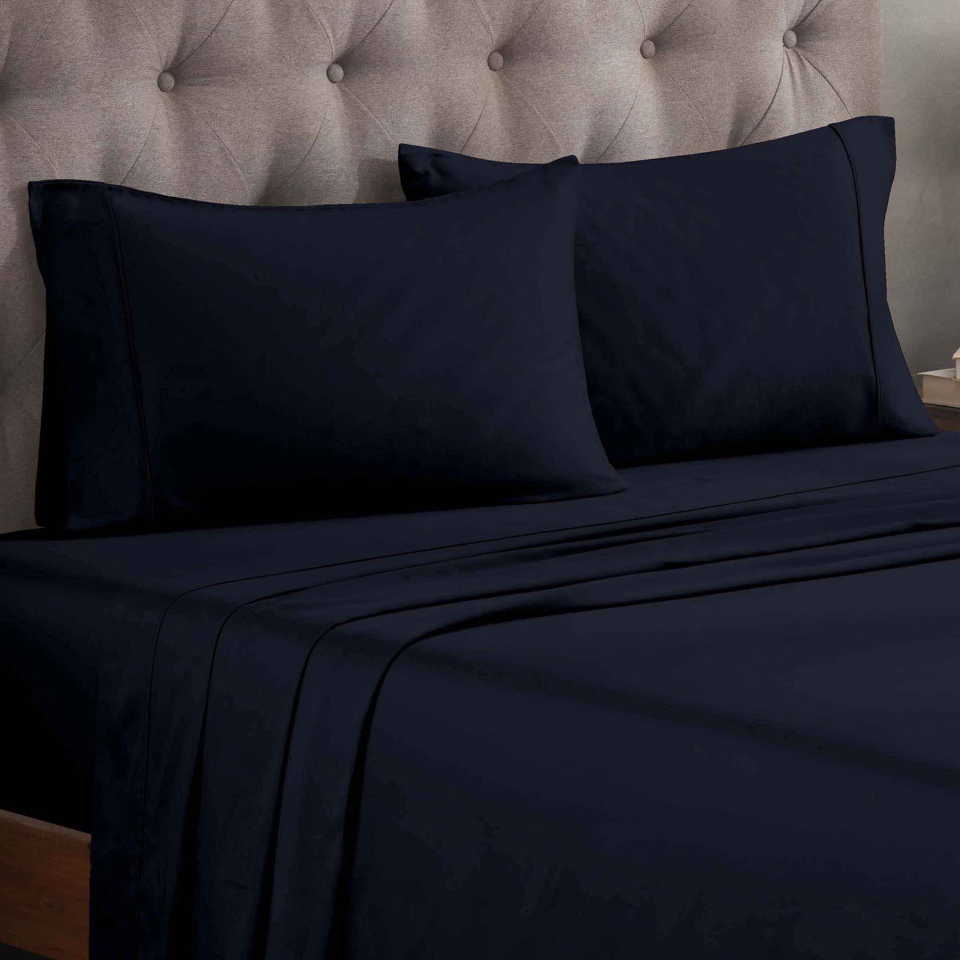 Egyptian Cotton 300 Thread Count Solid Deep Pocket Sheet Set - NavyBlue