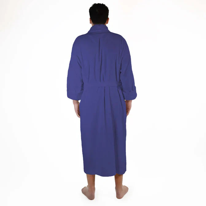 Classic Men's Bath Robe Turkish Cotton Bathrobe with Adjustable Belt - NavyBlue