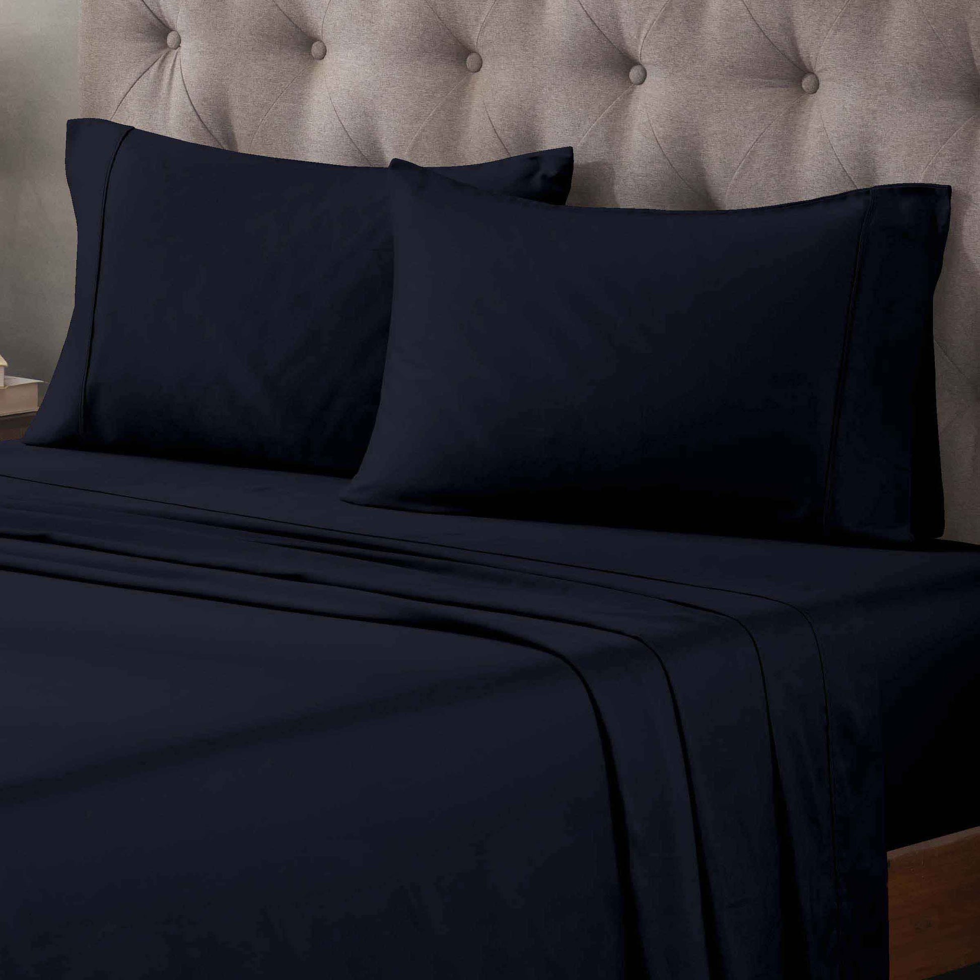 400 Thread Count Egyptian Cotton Solid Deep Pocket Sheet Set - NavyBlue