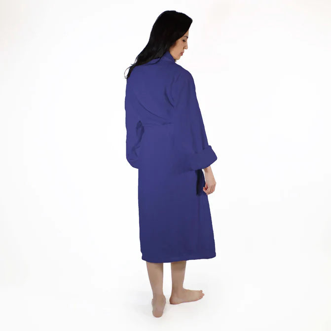 Classic Women's Bath Robe Turkish Cotton Bathrobe with Adjustable Belt - NavyBlue