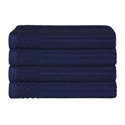 Soho Ribbed Cotton Absorbent Bath Towel Set of 4 - NavyBlue