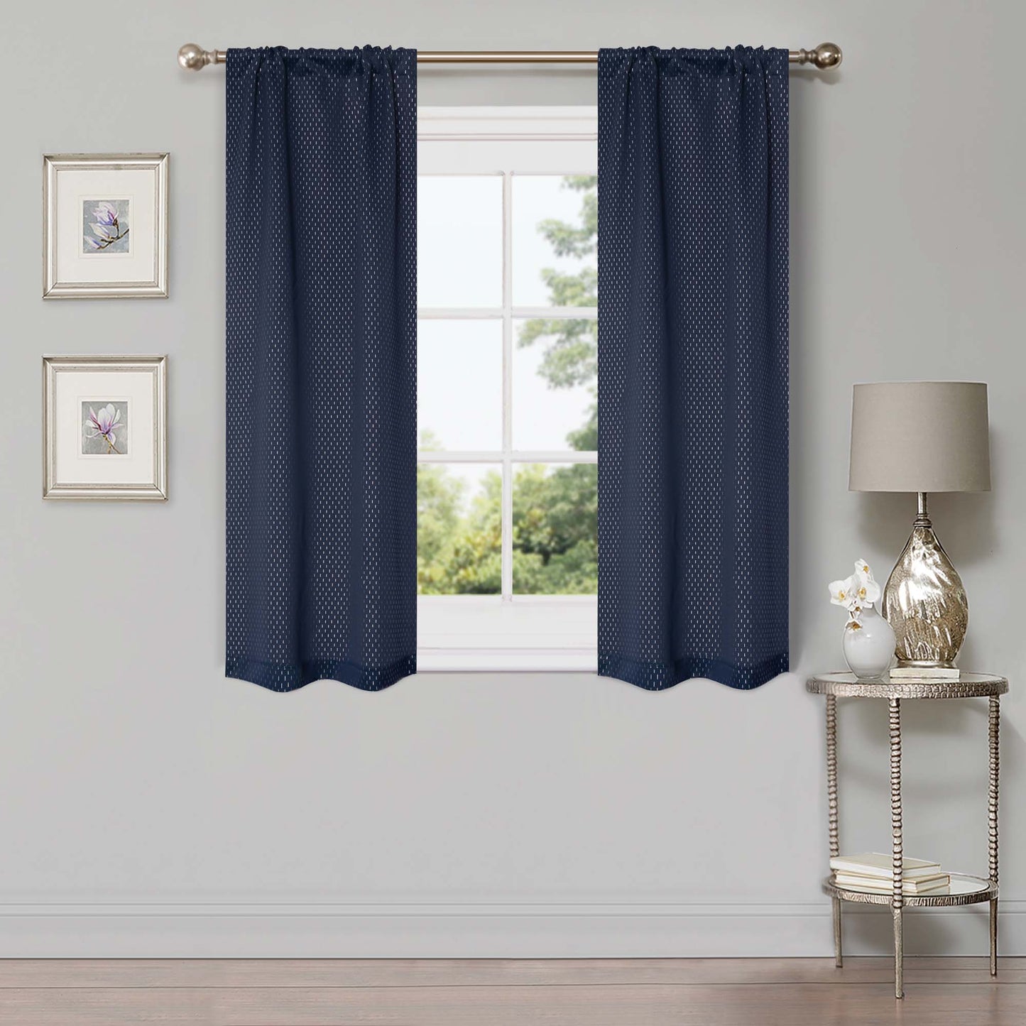 Blackout Solid Shimmer Grommet Curtain Panel Set 26 Inches