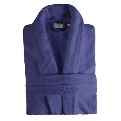 Classic Men's Bath Robe Turkish Cotton Bathrobe with Adjustable Belt - NavyBlue