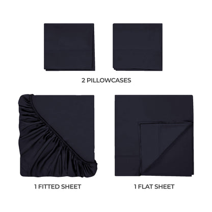 Egyptian Cotton 300 Thread Count Solid Deep Pocket Sheet Set - NavyBlue