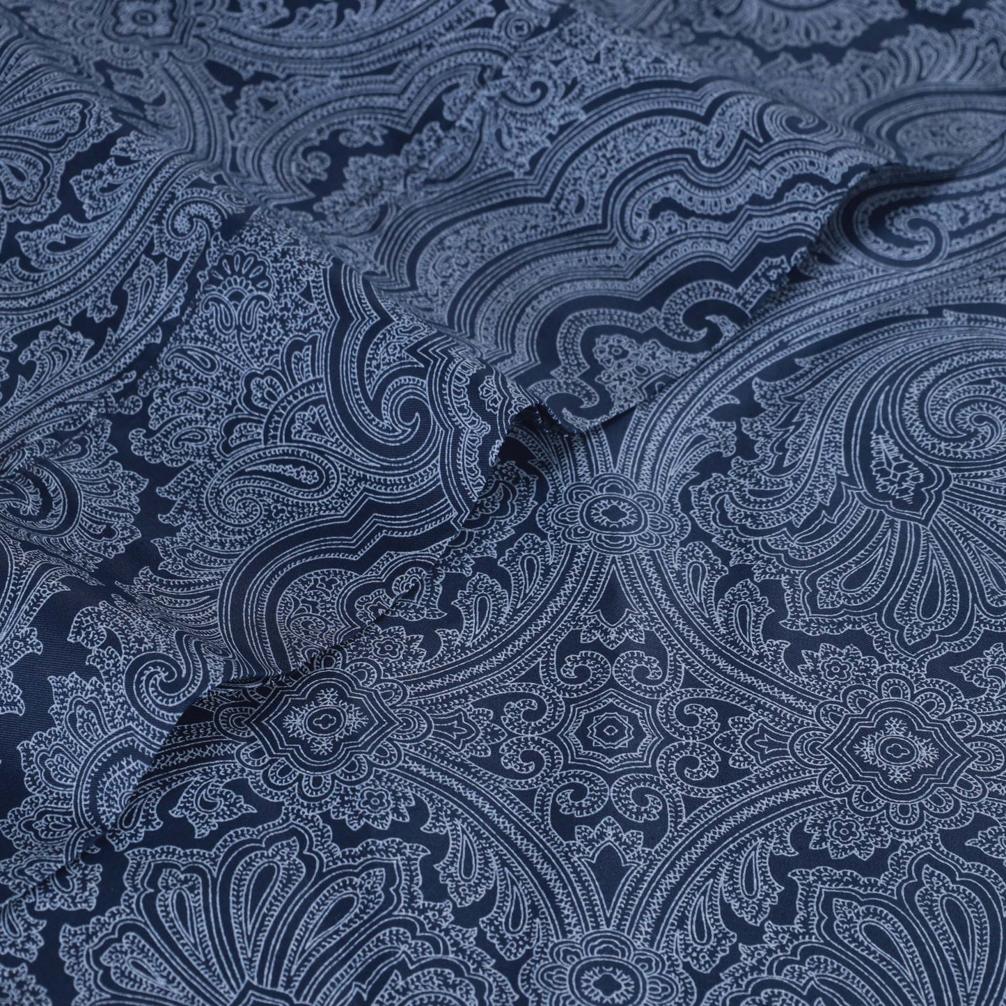 Italian Paisley 600 Thread Count Cotton Blend Deep Pocket Sheet Set - NavyBlue