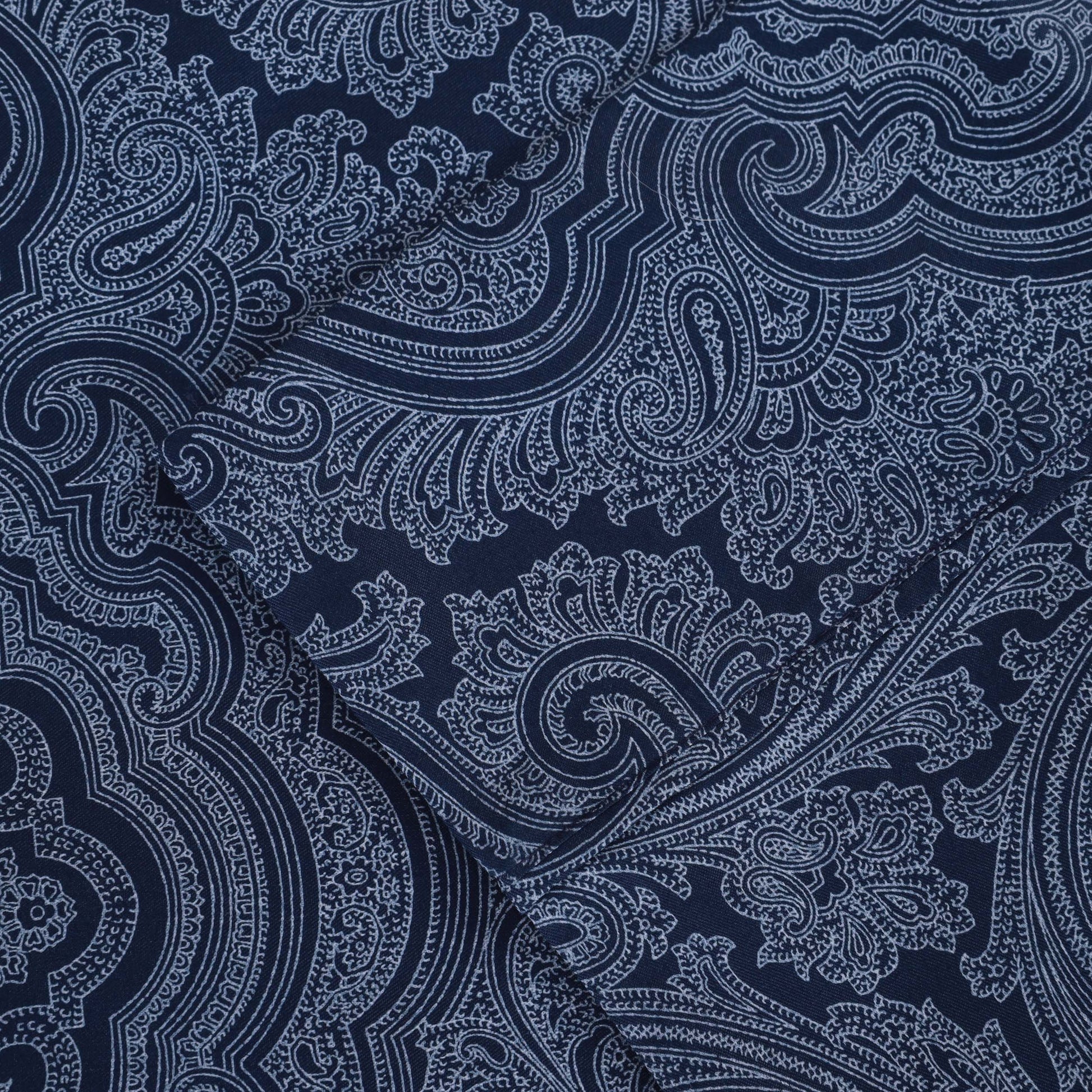 Italian Paisley 600 Thread Count Cotton Blend Deep Pocket Sheet Set - NavyBlue