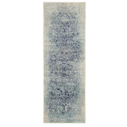 Apollo Distressed Oriental Floral Damask Indoor Area Rug - NavyBlue